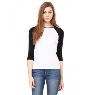 Bella + Canvas Ladies' Baby Rib 3/4-Sleeve Contrast Raglan T-Shirt