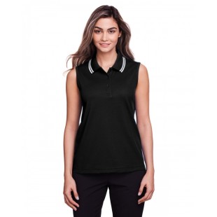 Devon & Jones CrownLux Performance Ladies' Plaited Tipped Sleeveless Polo