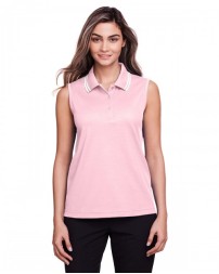 DG20SW Devon & Jones CrownLux Performance® Ladies' Plaited Tipped Sleeveless Polo