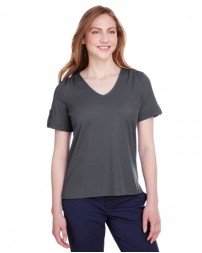 Devon & Jones CrownLux Performance Ladies' Plaited Rolled-Sleeve Top