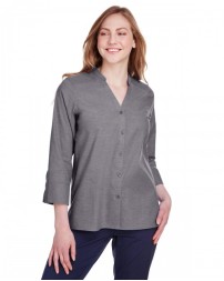Devon & Jones Ladies' Crown Collection Stretch Pinpoint Chambray 3/4 Sleeve Blouse