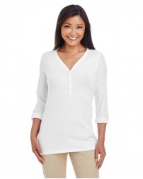 Devon & Jones Ladies' Perfect Fit Y-Placket Convertible Sleeve Knit Top