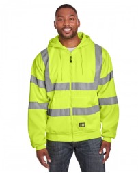 Berne HVF021 Men's  Hi-Vis Class 3 Lined Full-Zip Hooded Sweatshirt - Wholesale Hooded Sweatshirts