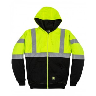 Berne Men's Hi-Vis Class 3 Color Block Full-Zip Hooded Sweatshirt