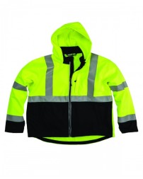 HVJ206T Berne Men's Tall Hi-Vis Class 3 Hooded Softshell Jacket