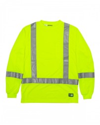 HVK013 Berne Men's Hi-Vis Class 3 Performance Long Sleeve Pocket T-Shirt