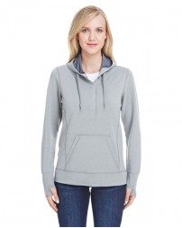 J America Ladies' Omega Stretch Snap-Placket Hooded Sweatshirt