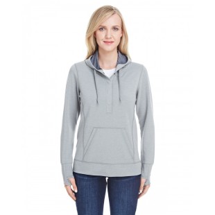 J America Ladies' Omega Stretch Snap-Placket Hooded Sweatshirt