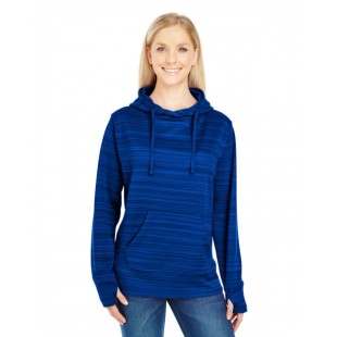 J America Ladies' Odyssey Striped Poly Fleece Lapover Hood