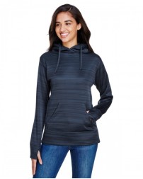 J America Ladies' Odyssey Striped Poly Fleece Lapover Hood