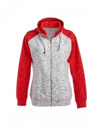 J America Ladies' Melange Fleece 2-Tone Full-Zip Hooded Sweatshirt