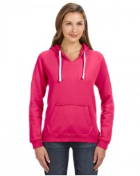 J America Ladies' Sydney Brushed V-Neck Hooded Sweatshirt