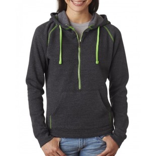 J America Ladies' Triblend Half-Zip Fleece Hood