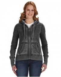 J America Ladies' Zen Full-Zip Fleece Hooded Sweatshirt