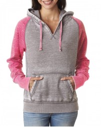 J America Ladies' Zen Contrast Pullover Hooded Sweatshirt