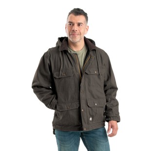 Berne Men's Heartland Washed Duck Zip-Off Hooded Coat