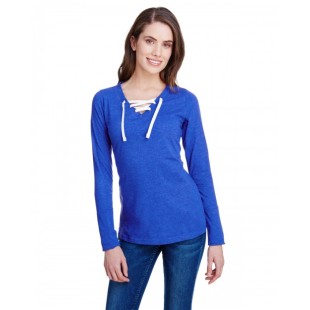 LAT Ladies' Long Sleeve Fine Jersey Lace-Up T-Shirt
