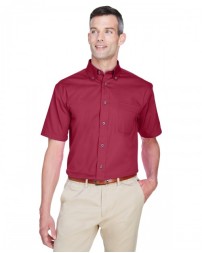 Harriton Men's Easy Blend Short-Sleeve Twill Shirt with Stain-Release