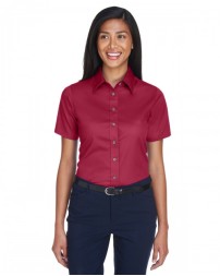 Harriton Ladies' Easy Blend Short-Sleeve Twill Shirt with Stain-Release