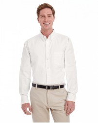 Harriton Men's  Tall Foundation 100% Cotton Long-Sleeve Twill Shirt with Teflon