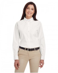 Harriton Ladies' Foundation 100% Cotton Long-Sleeve Twill Shirt with Teflon