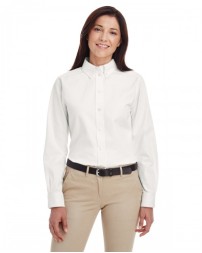 M581W Harriton Ladies' Foundation 100% Cotton Long-Sleeve Twill Shirt with Teflon