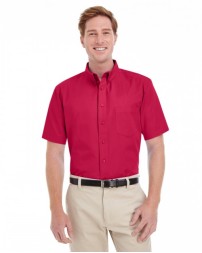 M582 Harriton Men's Foundation 100% Cotton Short-Sleeve Twill Shirt with Teflon