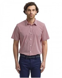 Artisan Collection by Reprime RP221 Mens Microcheck Gingham Short-Sleeve Cotton Shirt - Wholesale Mens Woven Shirts