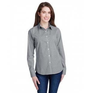 RP320 Artisan Collection by Reprime Ladies' Microcheck Gingham Long-Sleeve Cotton Shirt