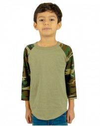 Shaka Wear Youth Three-Quarter Sleeve Camo Raglan T-Shirt