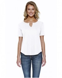 StarTee Ladies' CVC Slit V-Neck T-Shirt