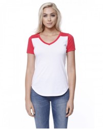 StarTee Ladies' CVC Varsity V-Neck T-Shirt