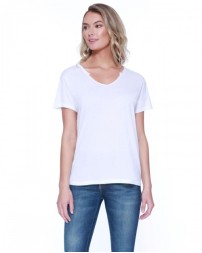 StarTee Ladies' Cotton/Modal Open V-Neck T-Shirt