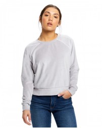 US Blanks Ladies' Velour Long Sleeve Crop T-Shirt