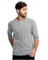 US Blanks Unisex Three-Quarter Sleeve Triblend Raglan Henley