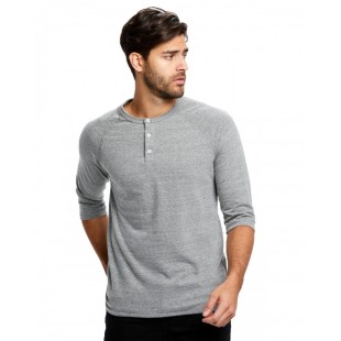 US Blanks Unisex Three-Quarter Sleeve Triblend Raglan Henley