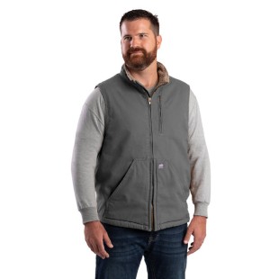 Berne Men's Heartland Sherpa-Lined Washed Duck Vest